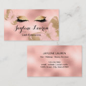 Eleganter Chic Pink Gold Butterfly Lashes Visitenkarte (Vorne/Hinten)