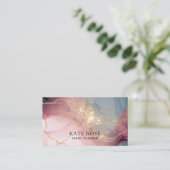 Eleganter Chic Pink Gold Glitzer Wasserfarbe Visitenkarte (Stehend Vorderseite)