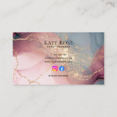 Eleganter Chic Pink Gold Glitzer Wasserfarbe Visitenkarte (Rückseite)