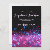 Eleganter Chic Pink Lila Black Glitzer Hochzeit Einladung (Vorderseite)