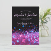 Eleganter Chic Pink Lila Black Glitzer Hochzeit Einladung (Stehend Vorderseite)