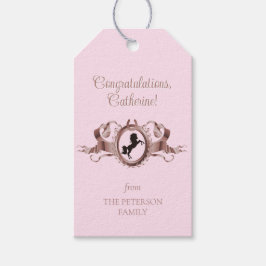 Eleganter Chic Pink Reittier Ribbon Wappen Name Geschenkanhänger