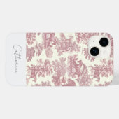 Eleganter Chic Pink Rosa Toile Name Case-Mate iPhone Hülle (Rückseite (Horizontal))