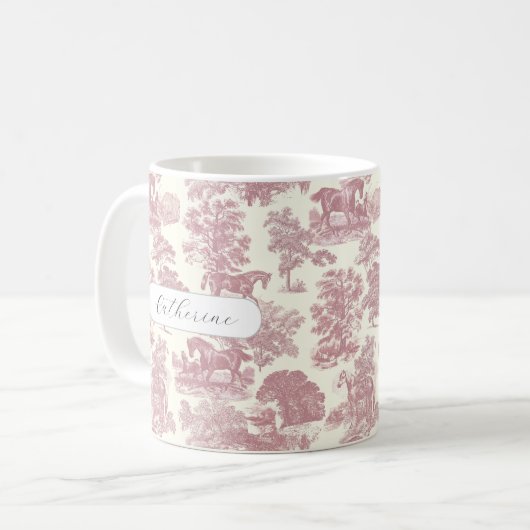 Eleganter Chic Pink Rustikaler Name Kaffeetasse (Vorderseite Links)