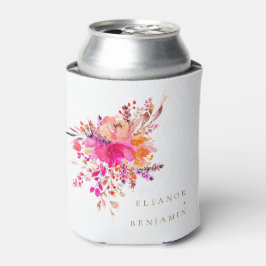 Eleganter Chic Pink Watercolor Blumenzelt Dosenkühler