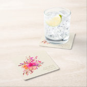 Eleganter Chic Pink Watercolor Blumenzelt Rechteckiger Pappuntersetzer (Vor Ort)