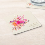 Eleganter Chic Pink Watercolor Blumenzelt Rechteckiger Pappuntersetzer<br><div class="desc">Personalisierter,  moderner,  rosafarbener Blumenkohl Elegant Hochzeitskunst Untersetzer</div>