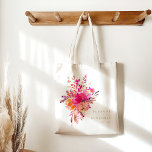 Eleganter Chic Pink Watercolor Blumenzelt Tragetasche<br><div class="desc">Personalisiert Modernes,  rosafarbenes Flora Hochzeitstorte</div>