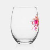 Eleganter Chic Pink Watercolor Blumenzelt Weinglas Ohne Stiel (Rechts)