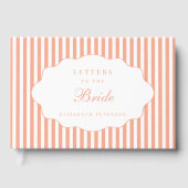 Eleganter Chic Preppy Peach Buchstaben an die Brau Gästebuch (Vorderseite)