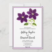 Eleganter Chic Purple Flowers Rustic Floral Weddin Einladung (Vorderseite)