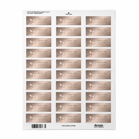 Eleganter Chic Romantic, Blume-Adressetikett (Vorne)