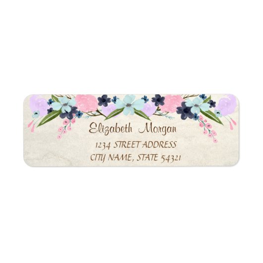 Eleganter Chic Romantic, Blume Adressetikett (Vorne)
