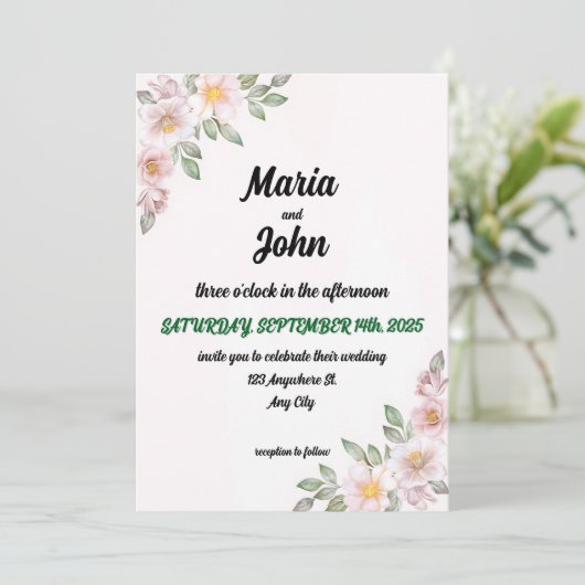 Eleganter Chic Romantic Minimalistisch Classic Pin Einladung (Stehend Vorderseite)