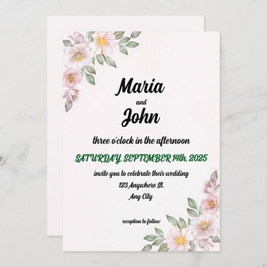 Eleganter Chic Romantic Minimalistisch Classic Pin Einladung (Vorne/Hinten)