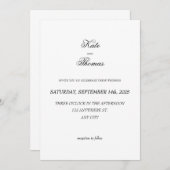 Eleganter Chic Romantic Minimalistisch Classic Whi Einladung (Vorne/Hinten)