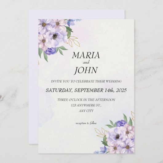 Eleganter Chic Romantische Minimalistisch Classic  Einladung (Vorne/Hinten)