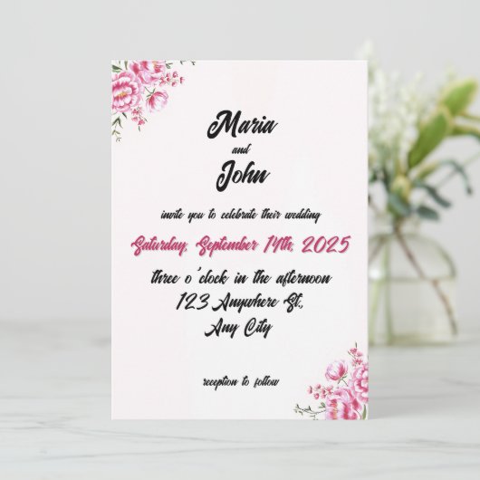 Eleganter Chic Romantischer Minimalistischer klass Einladung (Stehend Vorderseite)