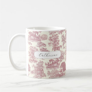Eleganter Chic Rosa Rustikales Pferde-Toile-Name Kaffeetasse
