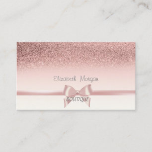 Eleganter Chic Rosa Schleifenband,Glitter-Bokeh Visitenkarte