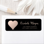 Eleganter Chic,Rose Gold Heart,Black Address Label (Insitu)