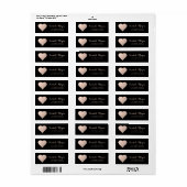 Eleganter Chic,Rose Gold Heart,Black Address Label (Vorne)