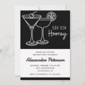 Eleganter Chic Schwarz-weiß Cocktail 53. Geburtsta Einladung (Vorderseite)