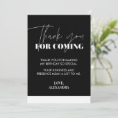 Eleganter Chic Schwarz-weiß Dankeskarte (Stehend Vorderseite)