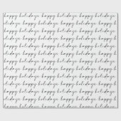 Eleganter Chic Schwarz-weiß Lettering Happy Holida Geschenkpapier (Flach)