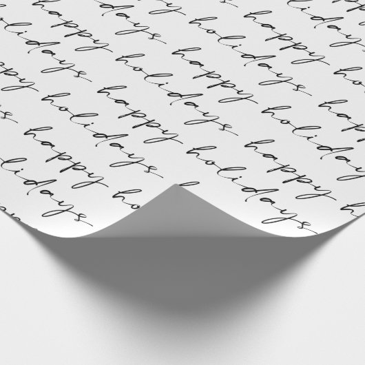 Eleganter Chic Schwarz-weiß Lettering Happy Holida Geschenkpapier (Ecke)