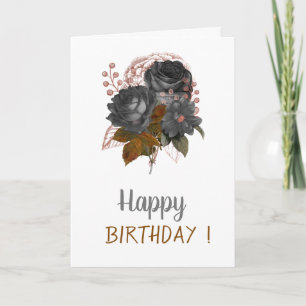 Eleganter Chic schwarze Blumen Geburtstag Karte