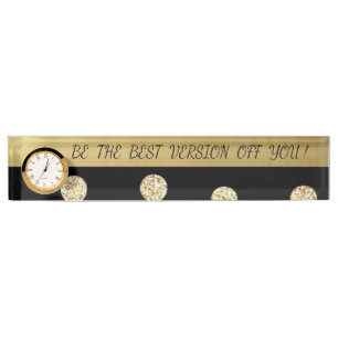 Eleganter Chic schwarze Goldpunkte - Motivationsbo Namensplakette