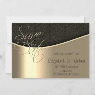 Eleganter Chic schwarzer Damast Gold Save The Date