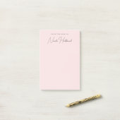 Eleganter Chic Script Name Blush Pink Personalisie Post-it Klebezettel (Auf Schreibtisch)