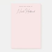 Eleganter Chic Script Name Blush Pink Personalisie Post-it Klebezettel (Vorderseite)