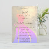 Eleganter Chic Shiny, Bride Dress Brautparty Einladung (Stehend Vorderseite)