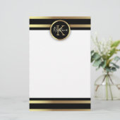 Eleganter Chic Shiny Gold und schwarz gestreift Briefpapier (Stehend Vorderseite)