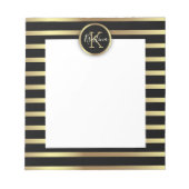 Eleganter Chic Shiny Gold und schwarz gestreift Notizblock (Vorderseite)