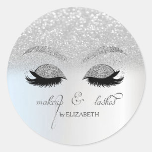 Eleganter Chic Silber Glitter Bokeh, falsche Wimpe Runder Aufkleber