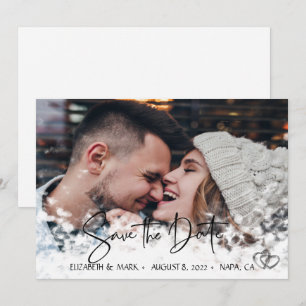 Eleganter Chic Silber Herzen, Foto Save The Date