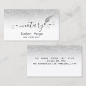 Eleganter Chic Silver Feather Notary Glitzer Visitenkarte (Vorne/Hinten)