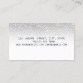 Eleganter Chic Silver Feather Notary Glitzer Visitenkarte (Rückseite)
