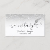 Eleganter Chic Silver Feather Notary Glitzer Visitenkarte (Vorderseite)
