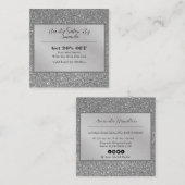 Eleganter Chic Silver Foil Glitzer Glamour Salon Rabattkarte (Vorne/Hinten)