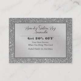 Eleganter Chic Silver Foil Glitzer Glamour Salon Rabattkarte