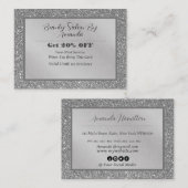 Eleganter Chic Silver Foil Glitzer Glamour Salon Rabattkarte (Vorne/Hinten)