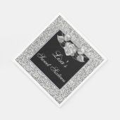 Eleganter Chic Silver Glitzer Silver Rose Sweet 16 Serviette (Ecke)