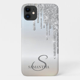 Eleganter Chic Silver Glitzer Tropfen Case-Mate iPhone Hülle