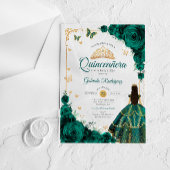 Eleganter Chic Smaragdgrüner Rosen Gold Quinceaner Acryleinladungen