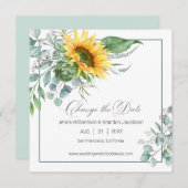 Eleganter Chic Sonnenblume Eukalyptus Ändern Sie d Save The Date (Vorne/Hinten)